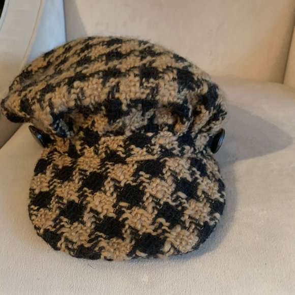 NWOT Misa Harada Wool Houndstooth Paperboy Cap - Picture 4 of 5